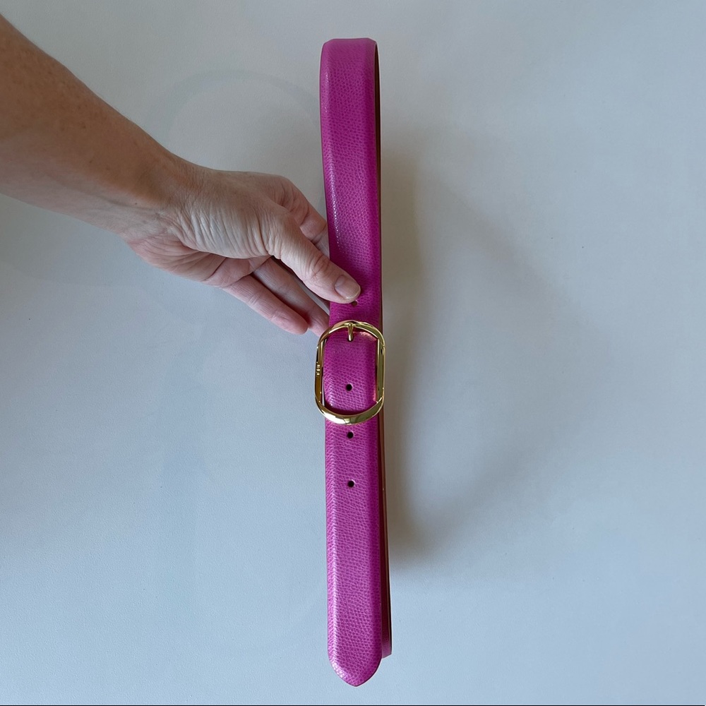 Pink Leather Ralph Lauren Belt Gold Buckle - Size Small